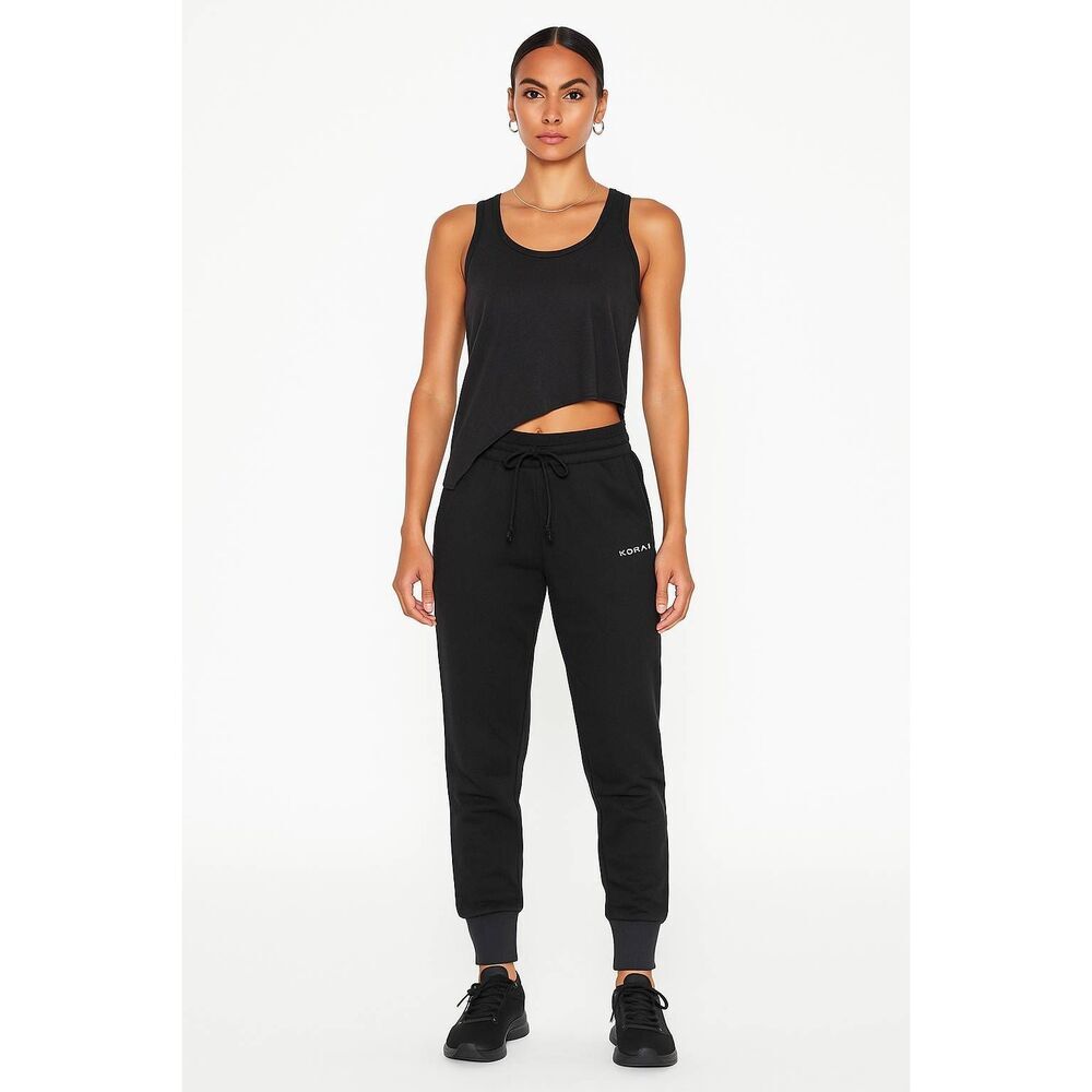 Koral Black Ribbed Cuff Joggers Sweatpants Size Small NWT Fleece Lined Drawstrin